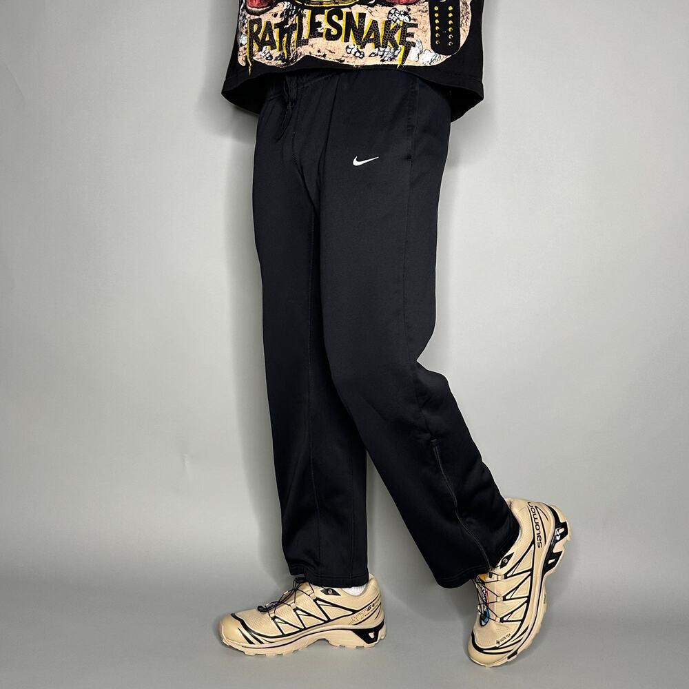 Vintage Y2K Nike Sweatpants Mens S Relaxed Fit Black White Swoosh Polyester